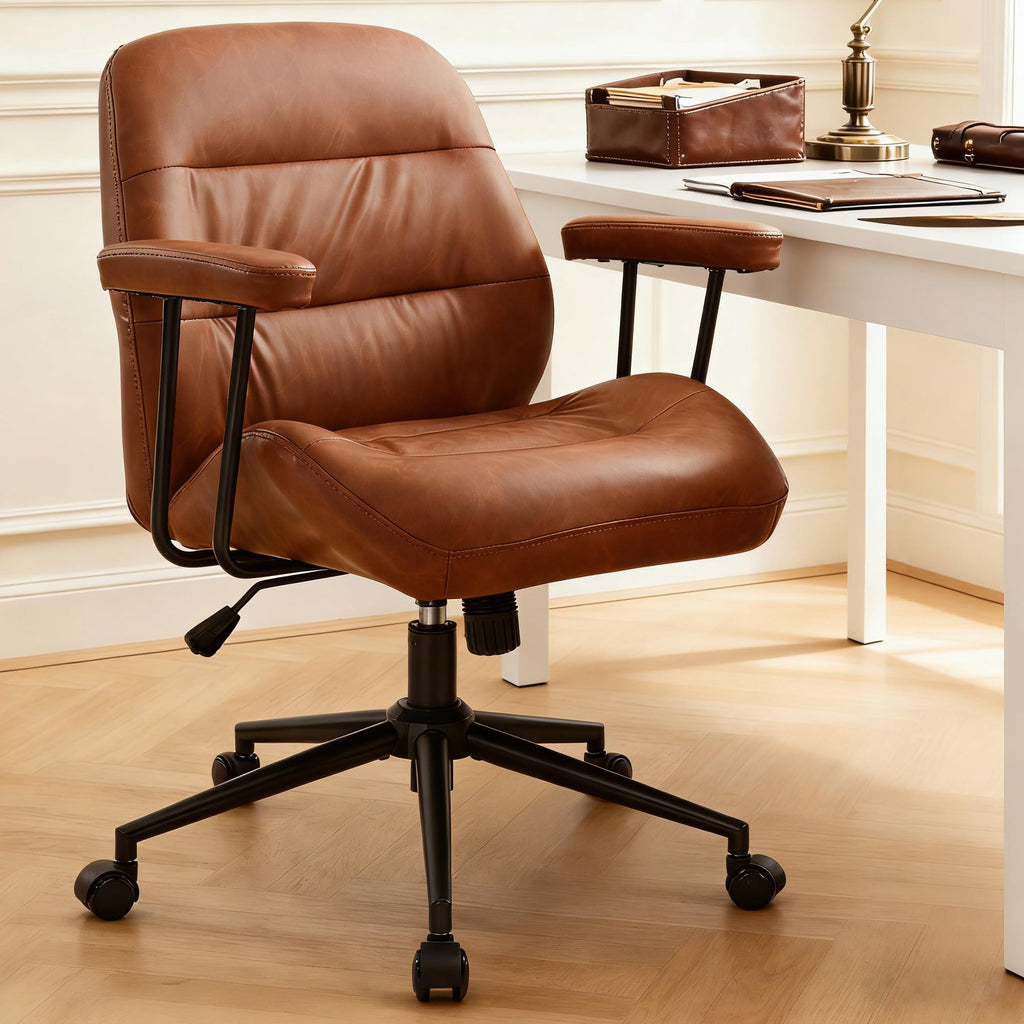 Leather Home Office Chair with Removable Armrests E99523