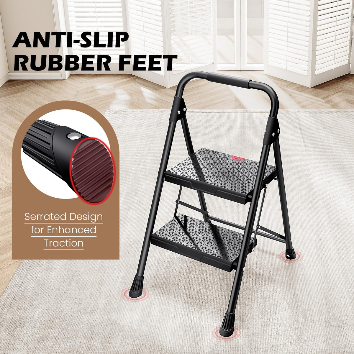 2-Step Folding Steel Step Stool with Handrail A910144