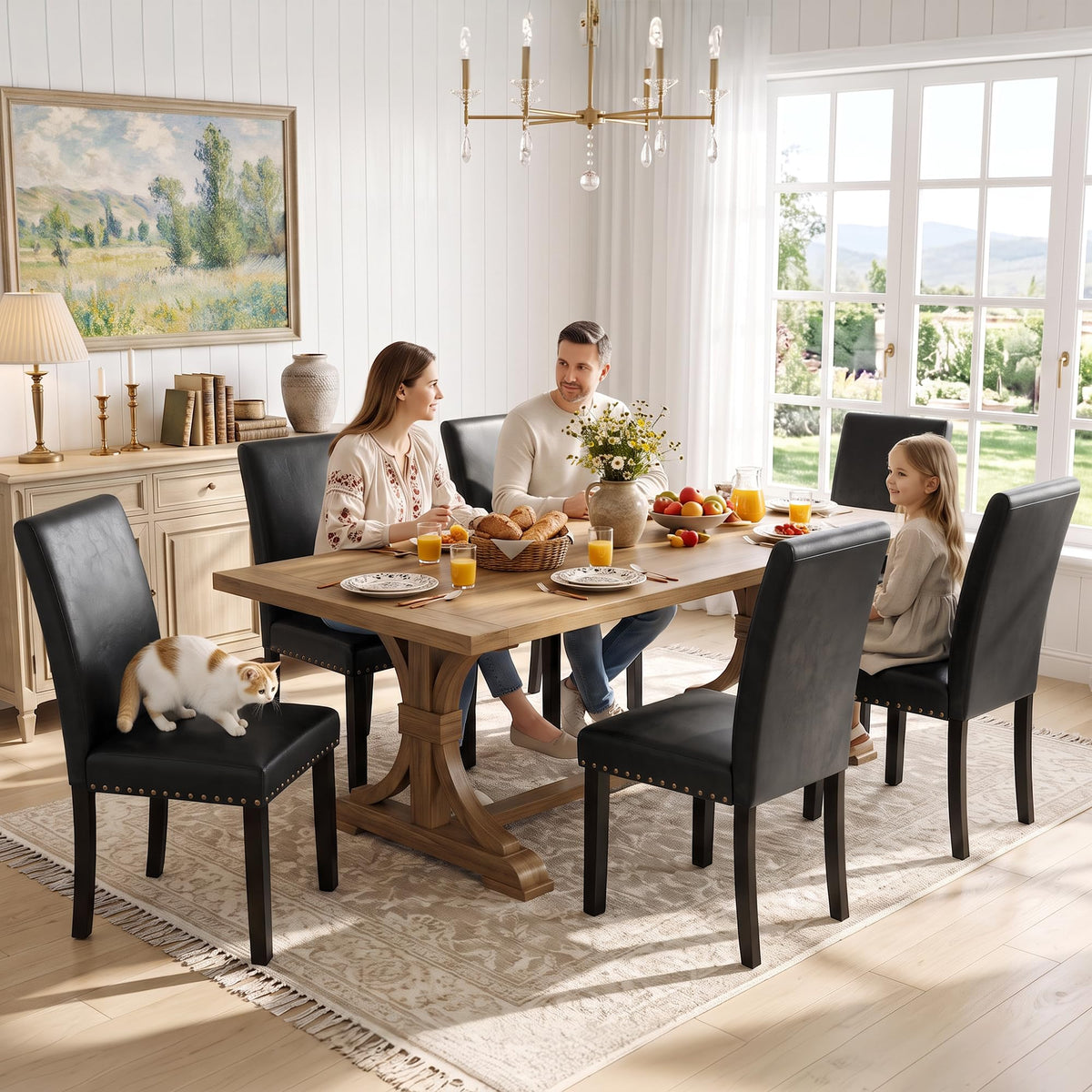 Black PU Leather Dining Chairs Set of 6 C6514