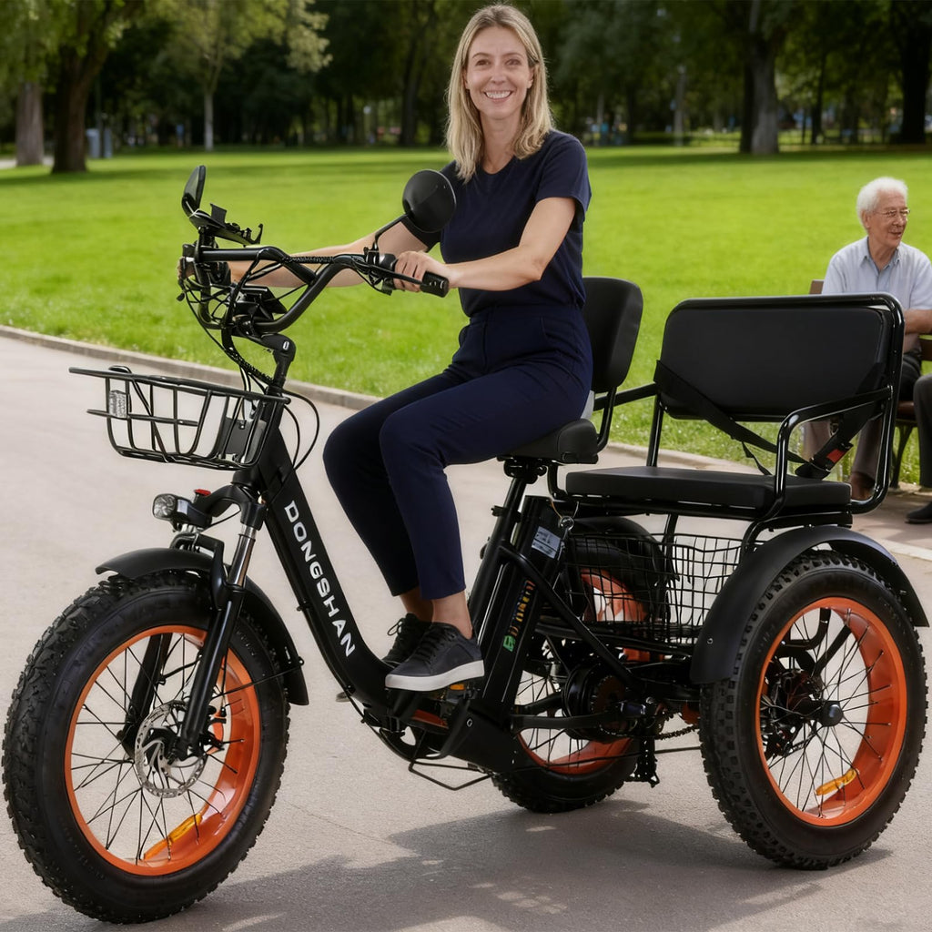 20"x4.0" Fat Tire 750W Folding Electric Tricycle 48V 15Ah Aluminum 7-Speed L687