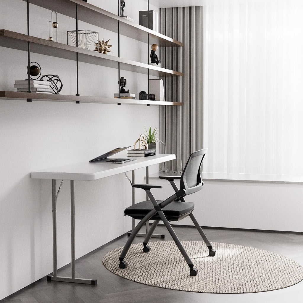 White 6 FT Narrow Folding Table Set of 2 W154