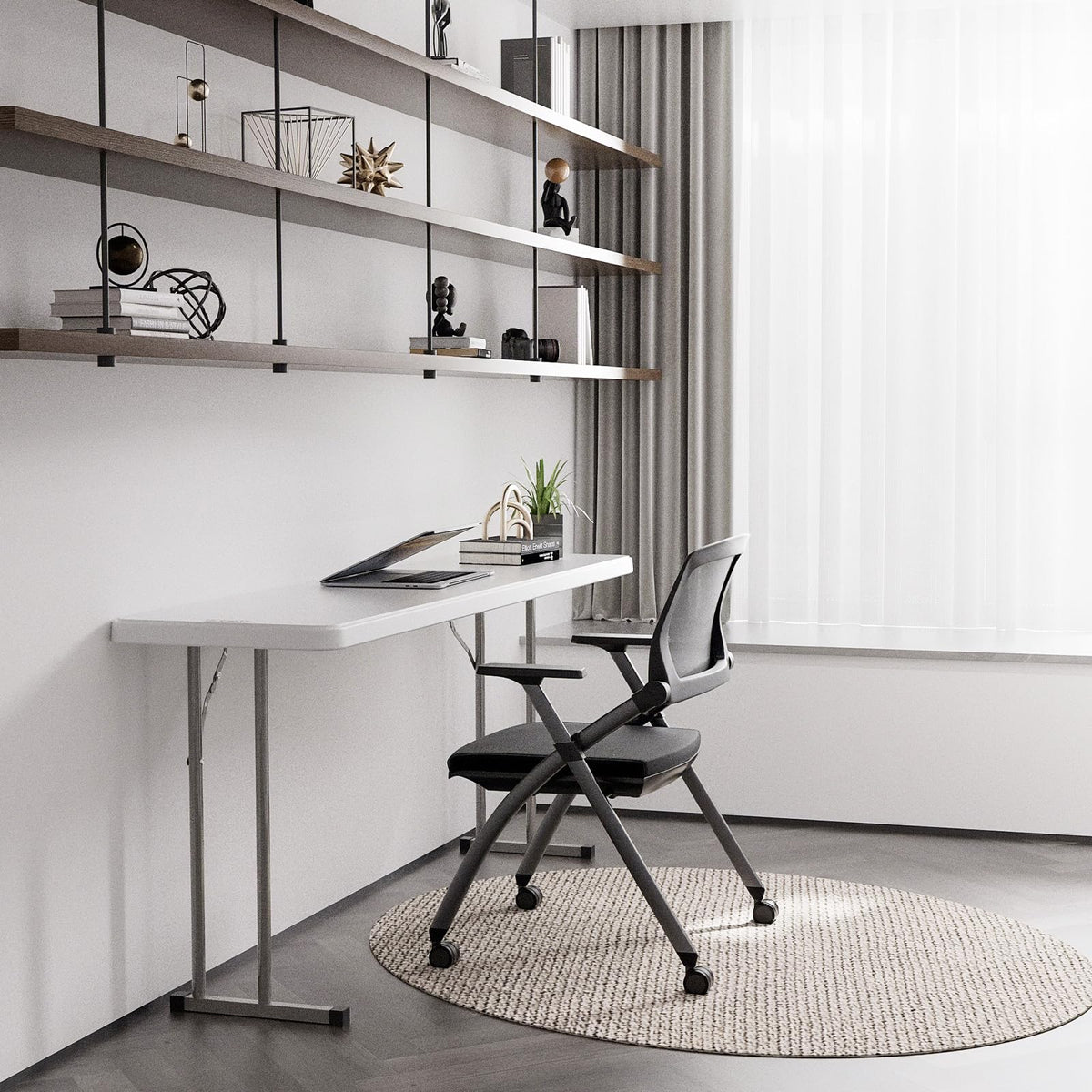 White 6 FT Narrow Folding Table Set of 2 W154