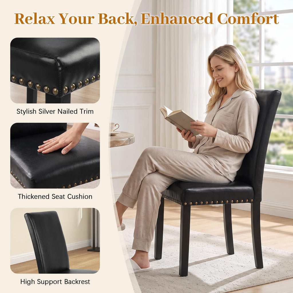 Black PU Leather Dining Chairs Set of 6 C6514