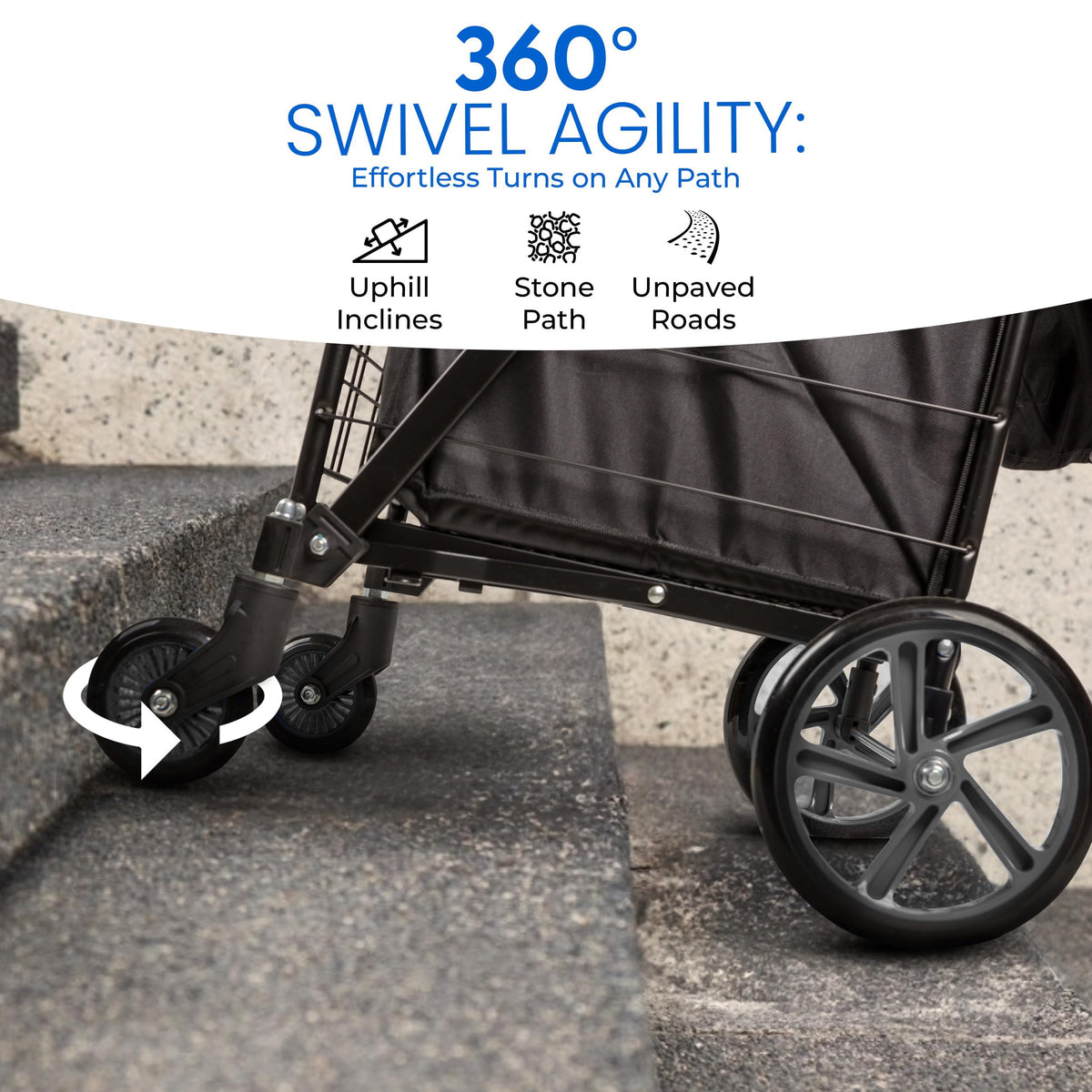 Large Folding Utility Shopping Cart with Removable Liner, 110 lb Capacity, Black D8267