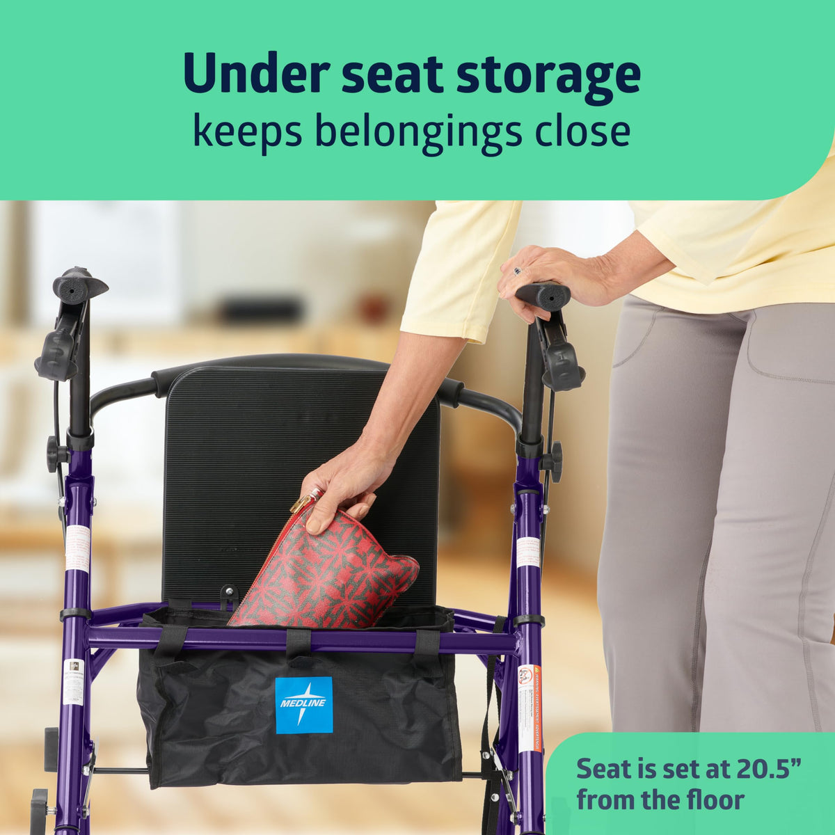 Purple Aluminum Rollator Walker with Seat F42108