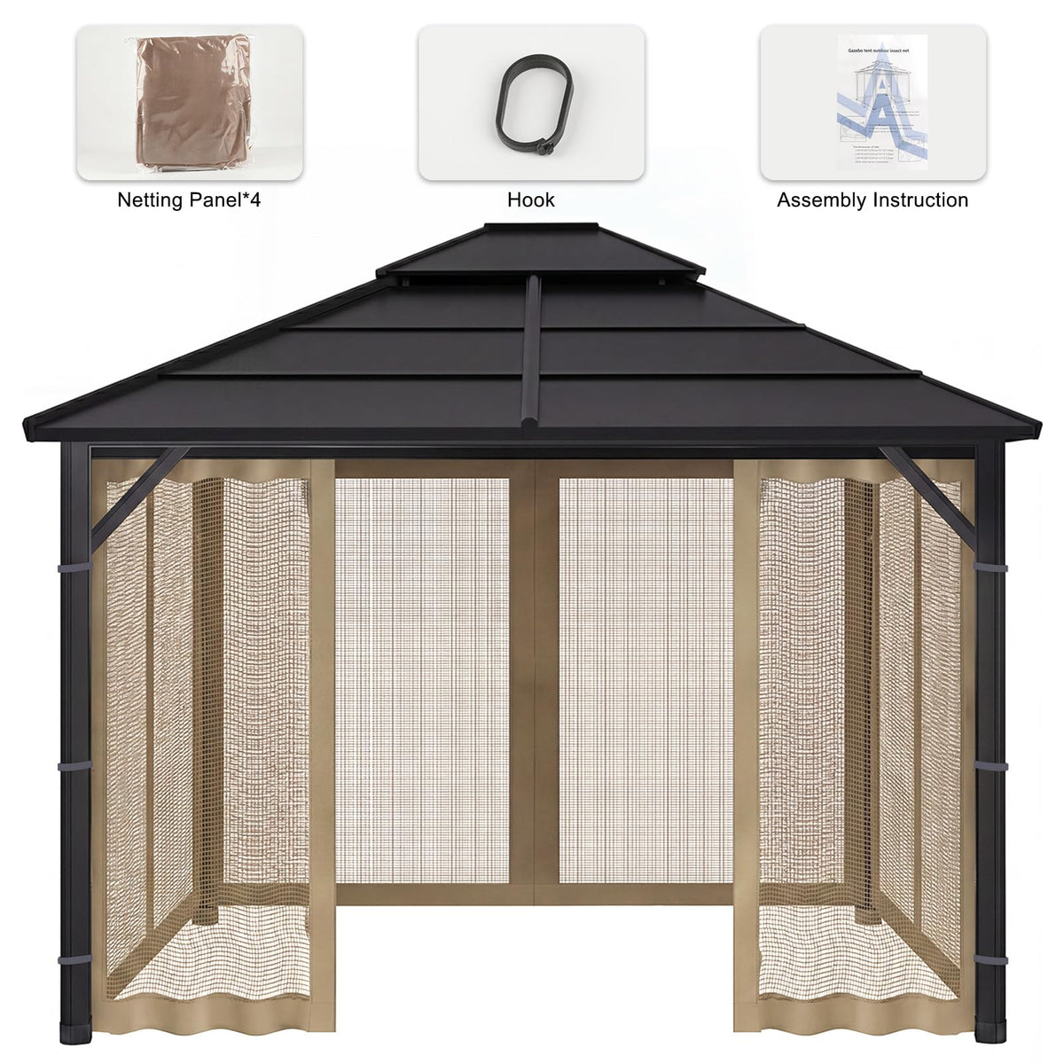 10x12 4-Panel Mosquito Netting Sidewall with Zipper G2883