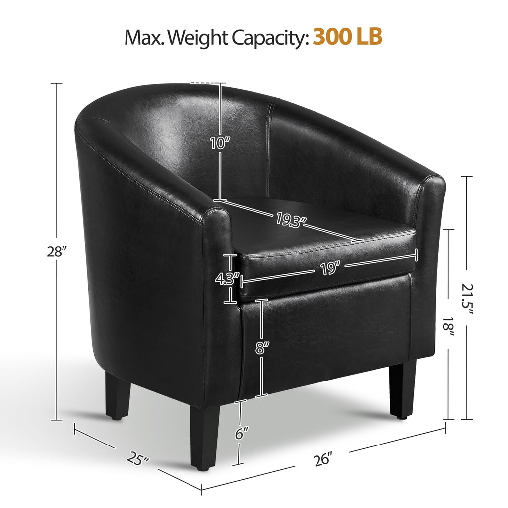Black Faux Leather Barrel Accent Chairs M508289