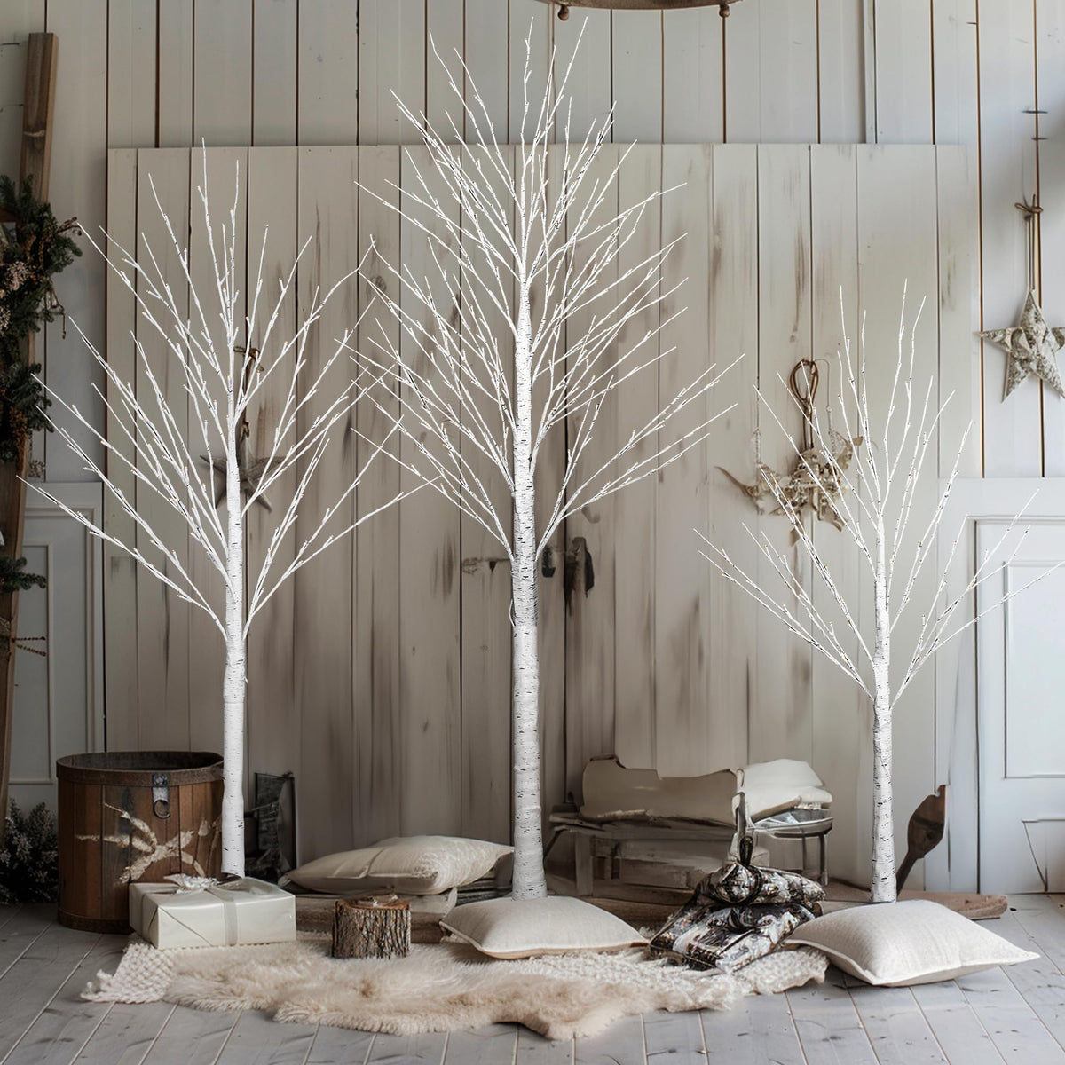 Light up Birch Tree 3 Pack Pre lit Christmas Tree Q1454