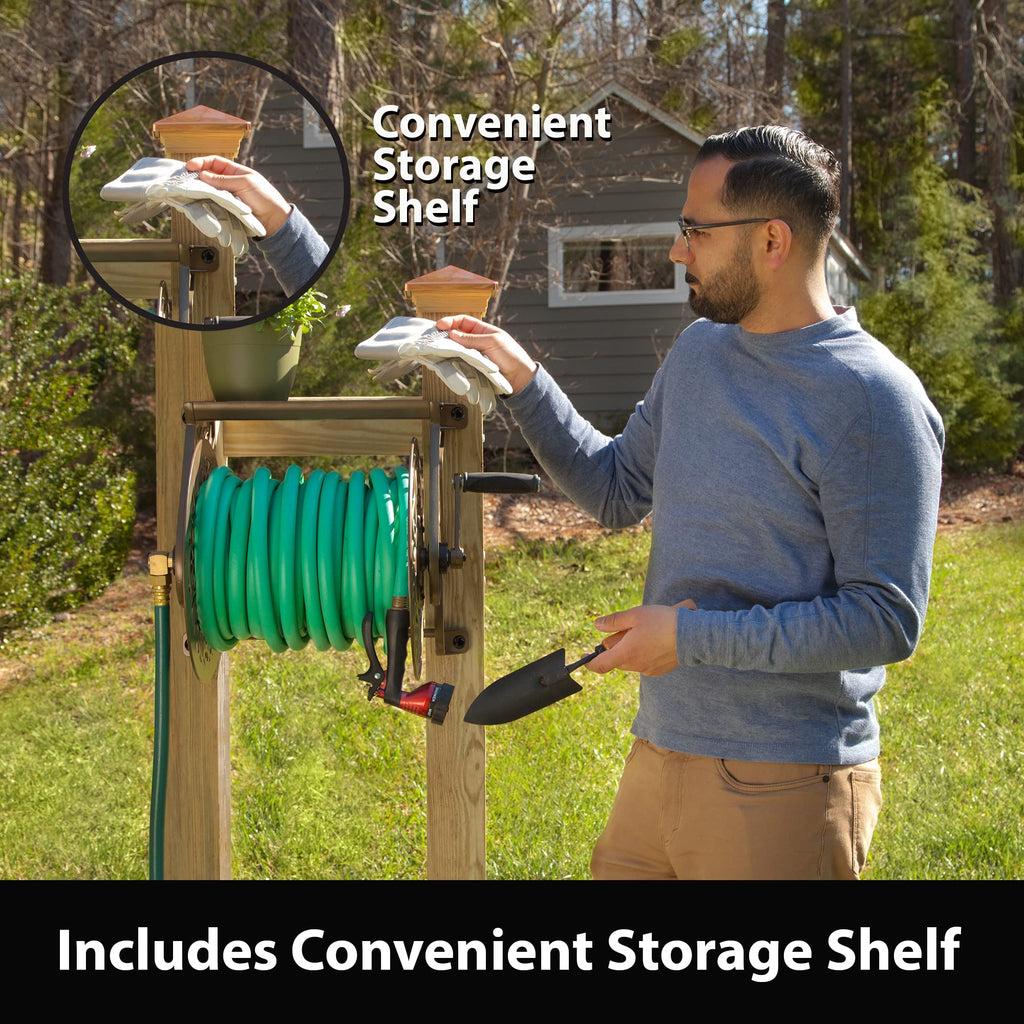 Cast Aluminum Wall Mount Hose Reel, Holds 125-Feet of 5/8-Inch Hose - Bronze B209