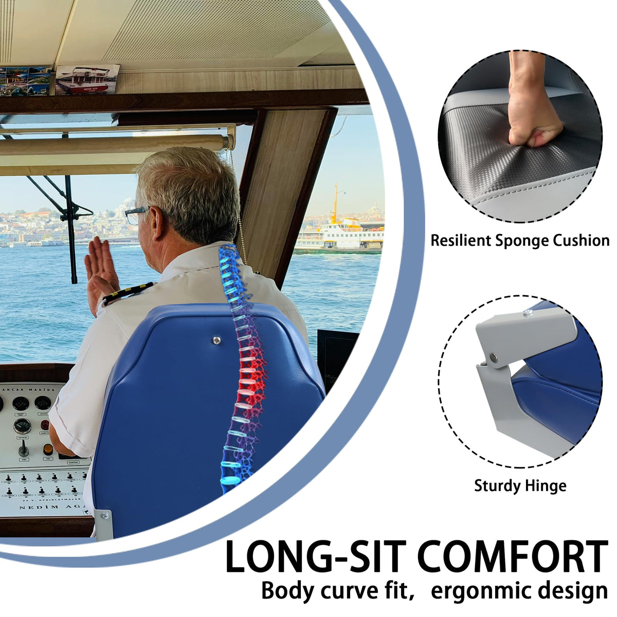 Folding Boat Seat 2 Pack White/Black F7626