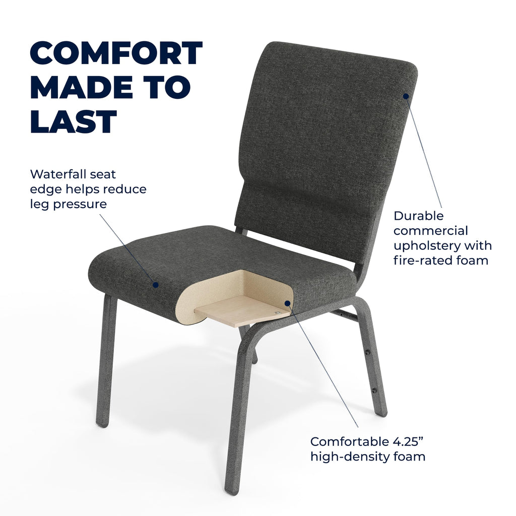 Dark Gray Fabric Stacking Church Chair 4 Pack P323632