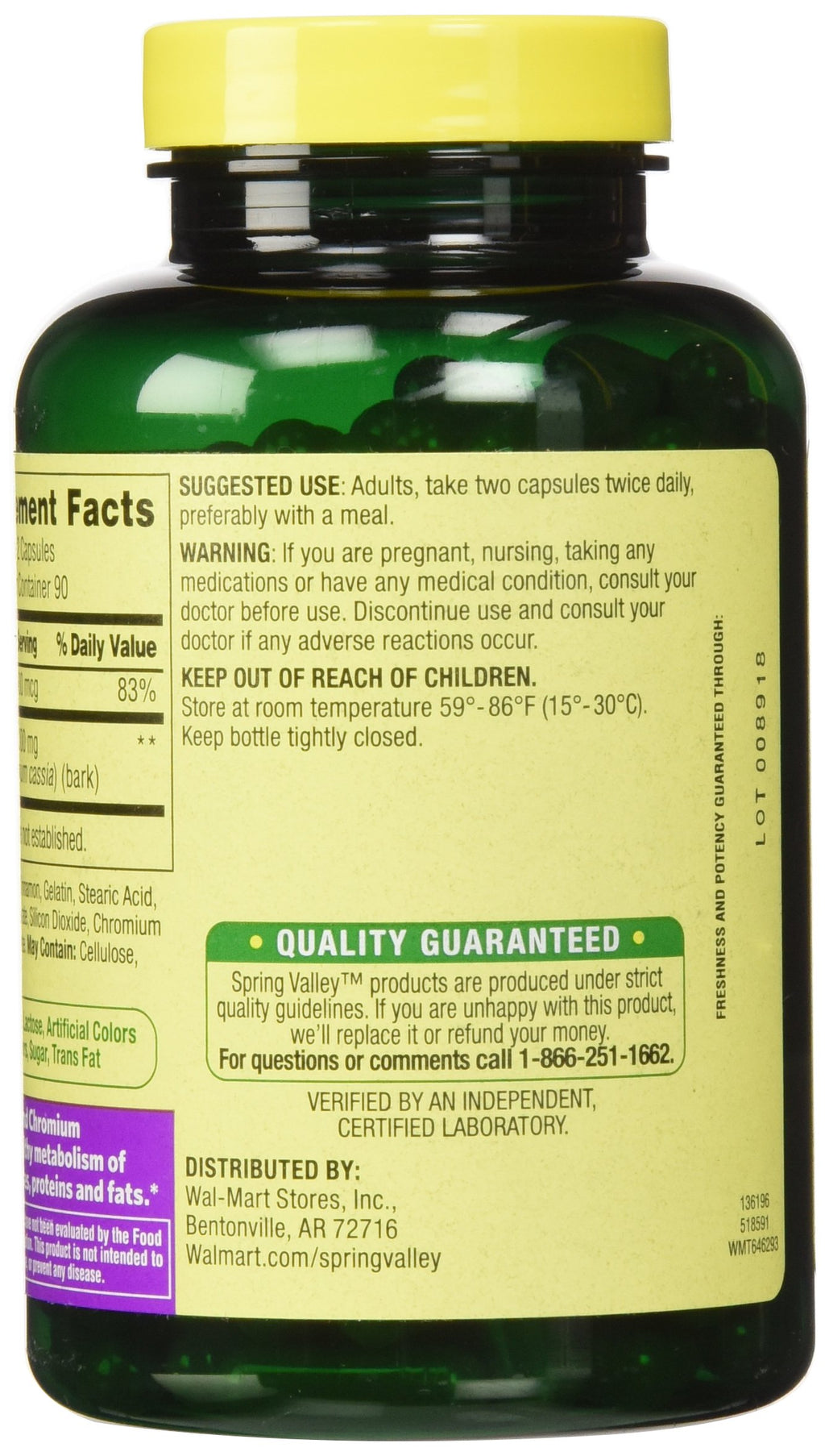 Cinnamon 500mg Plus Chromium 2 Bottles of 180 Capsules Z20720