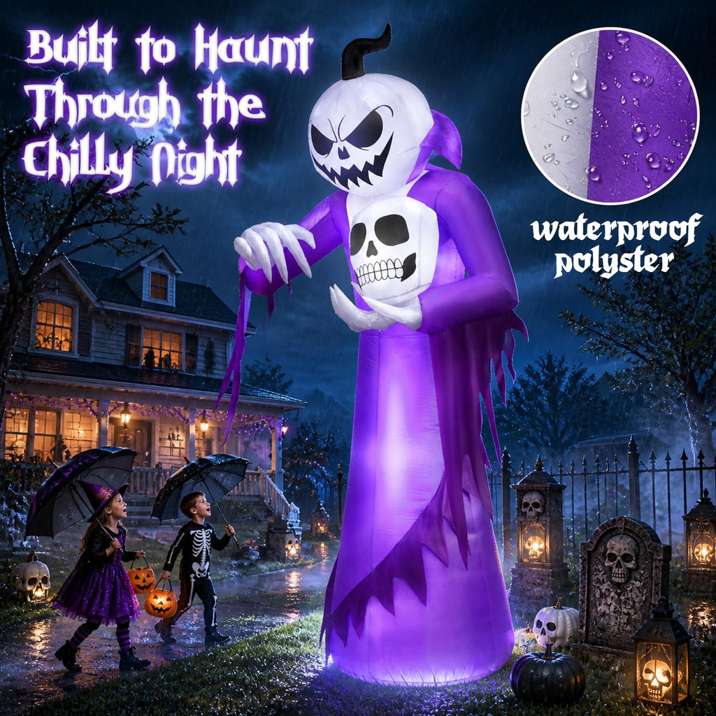 12FT Halloween Inflatables Outdoor Pumpkin Ghost Wizard H255