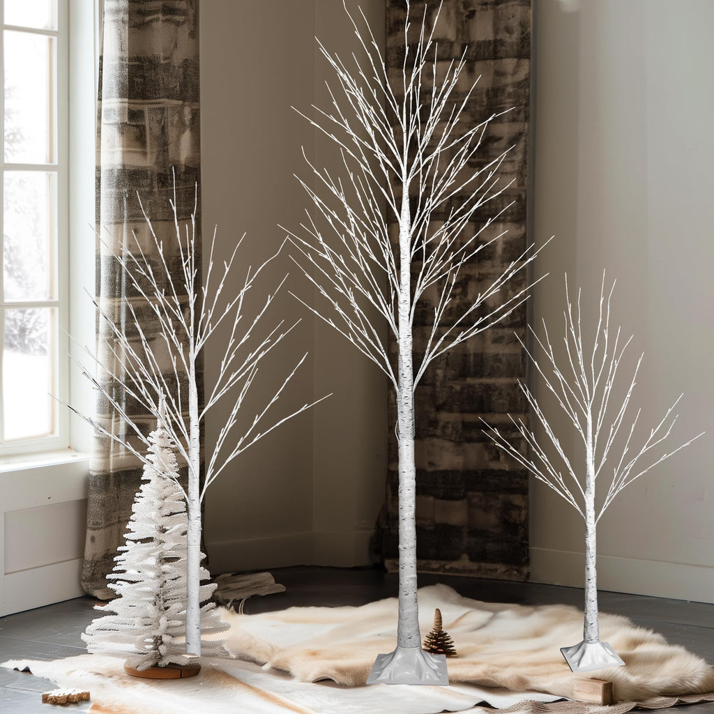 Light up Birch Tree 3 Pack Pre lit Christmas Tree Q1454
