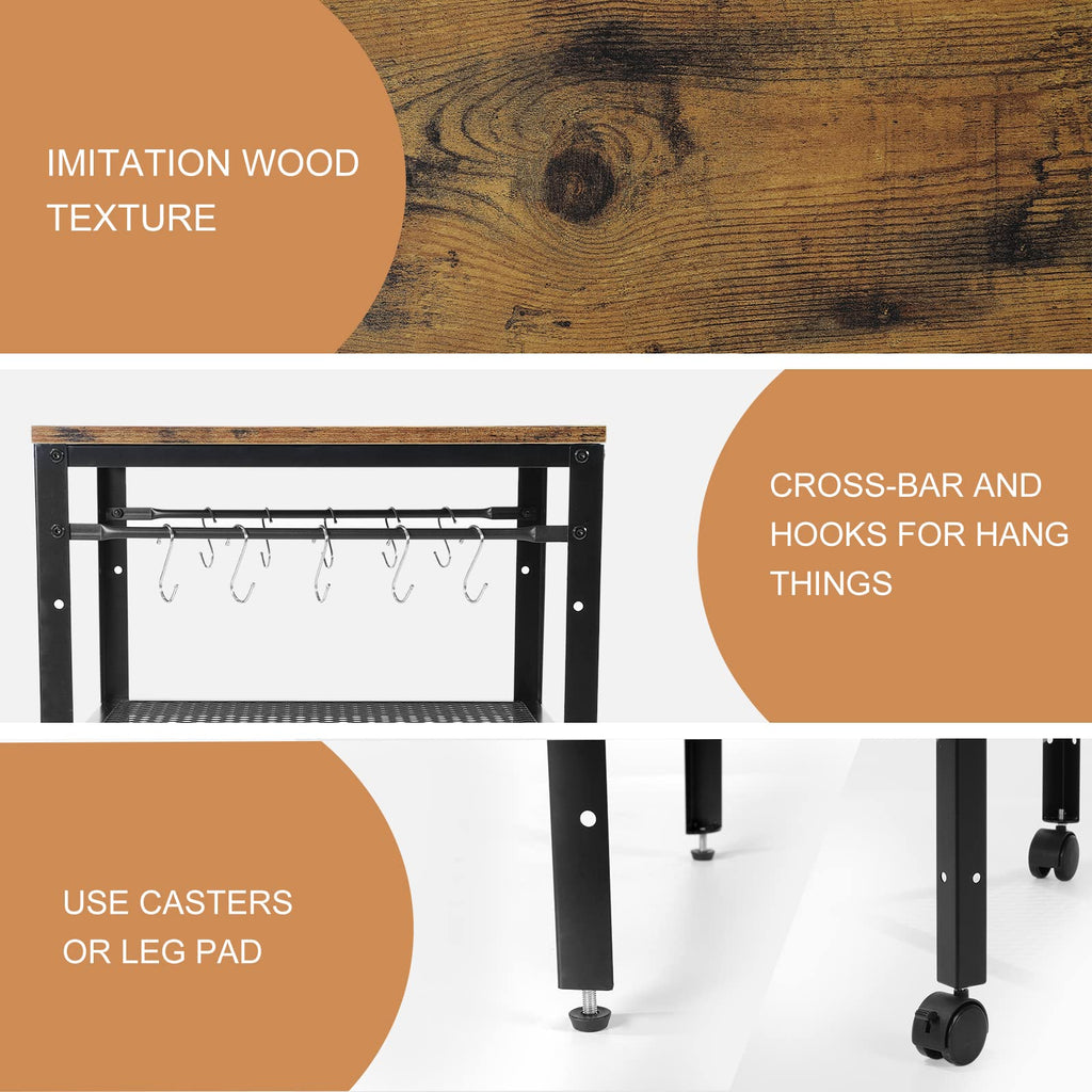 Rustic 2-Tier End Table with Adjustable Height Shelf H449