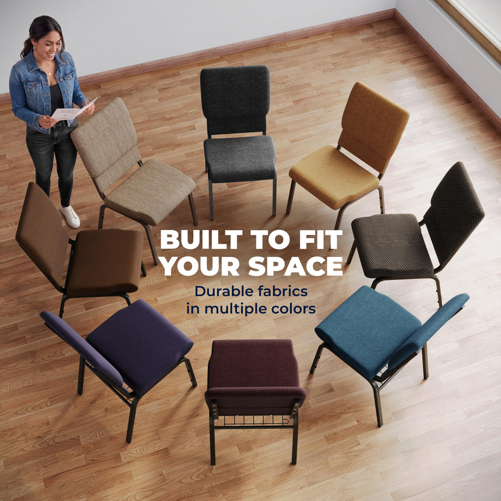Dark Gray Fabric Stacking Church Chair 4 Pack P323632
