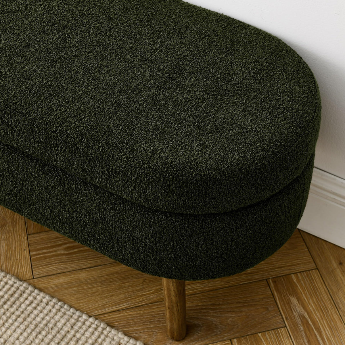 Green Oval Storage Ottoman Bench M7979