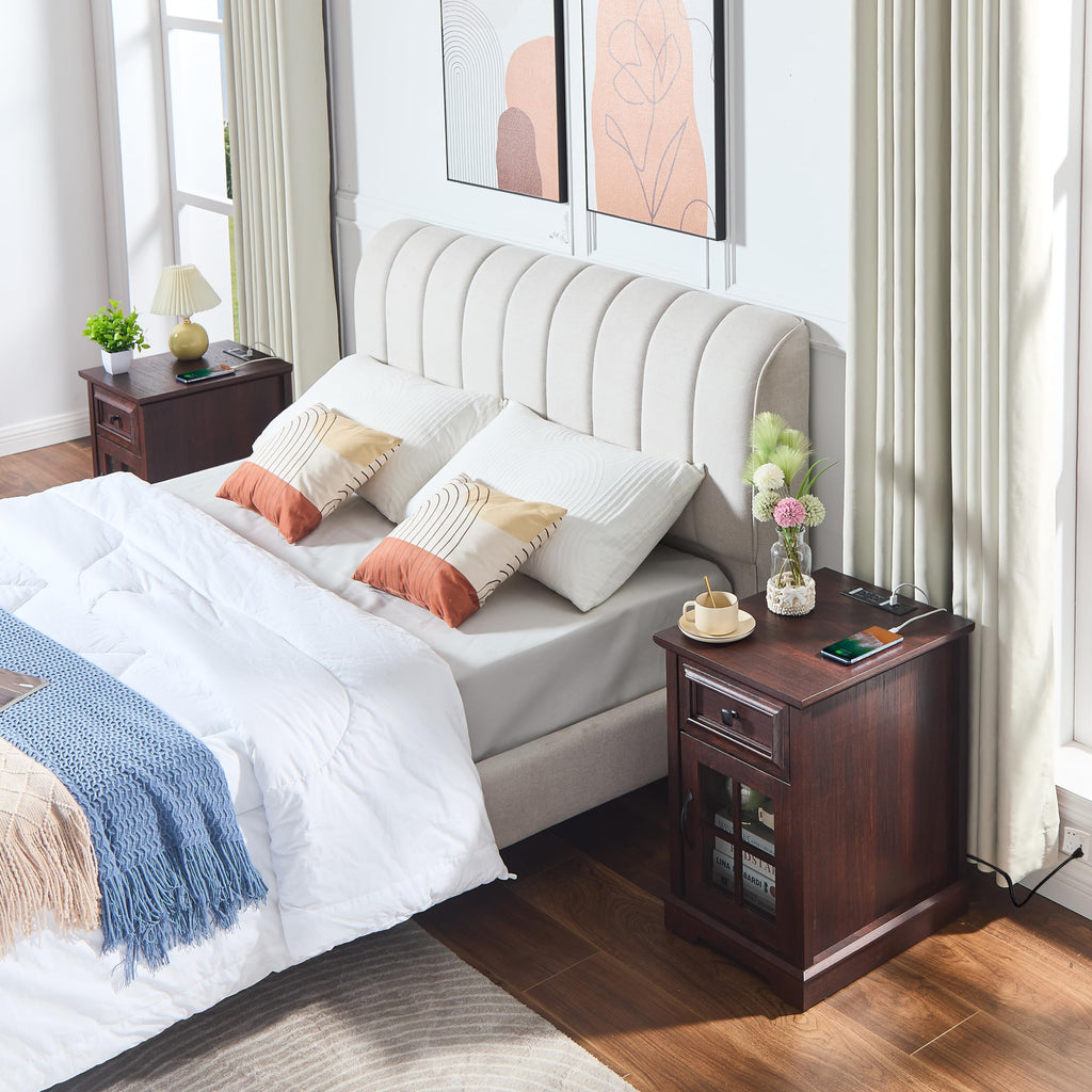 Cherry Side Table with Charging Station D624602