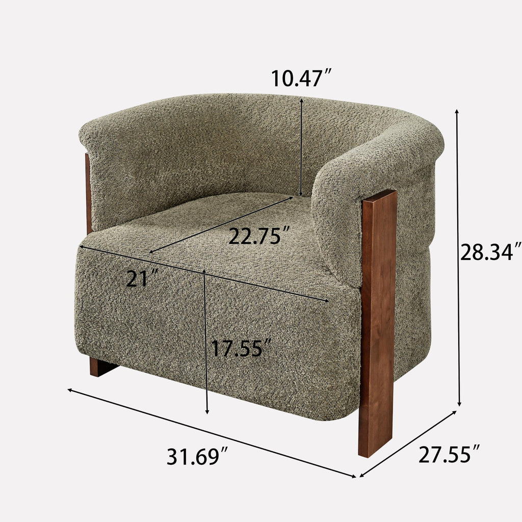 Boucle Upholstered Barrel Chairs Set of 2 E456888