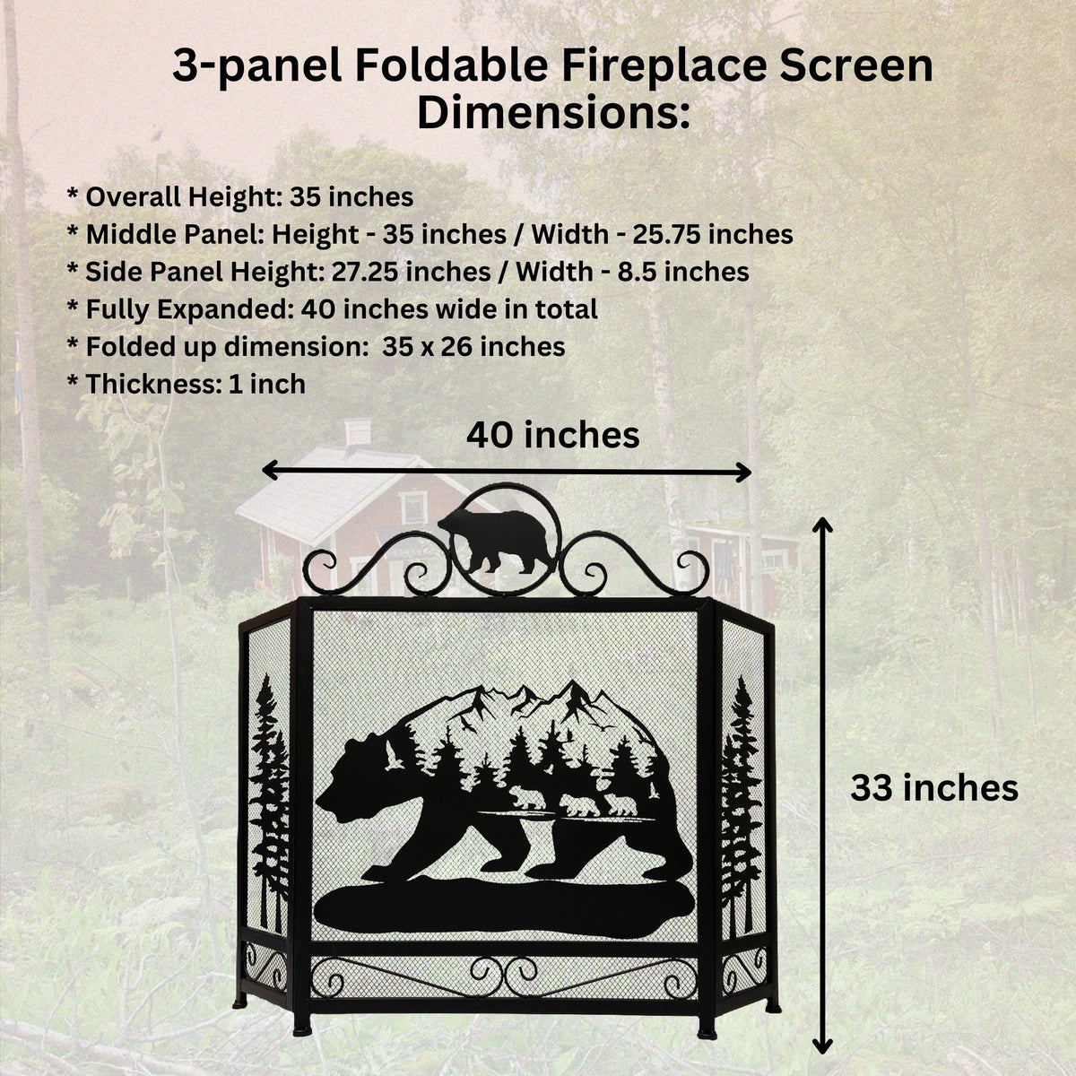 3-Panel Fireplace Screen R350