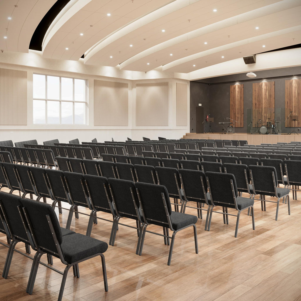 Dark Gray Fabric Stacking Church Chair 4 Pack P323632