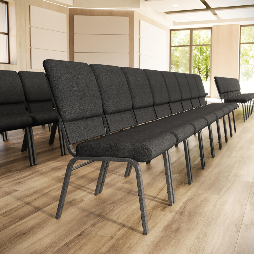 Dark Gray Fabric Stacking Church Chair 4 Pack P323632