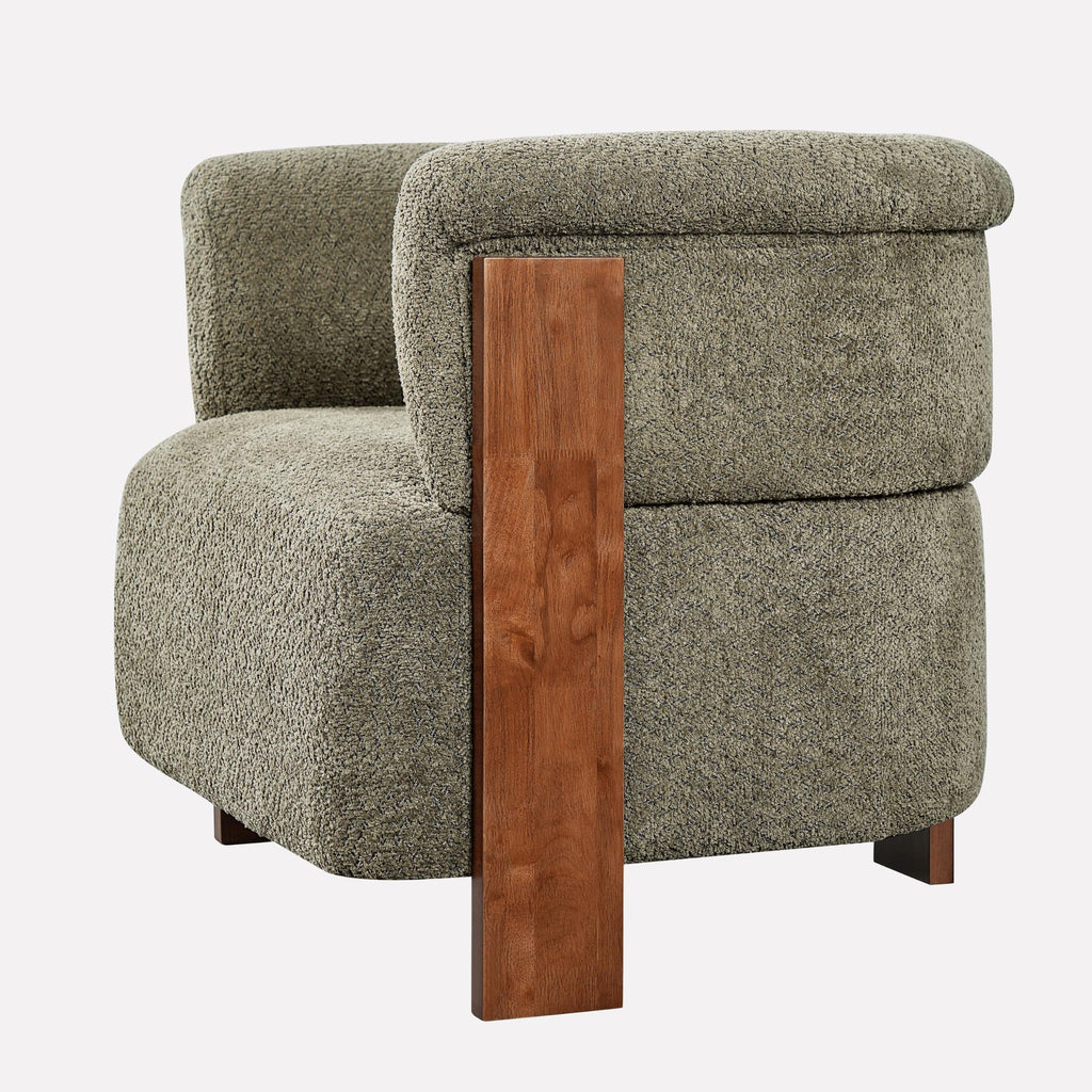 Boucle Upholstered Barrel Chairs Set of 2 E456888
